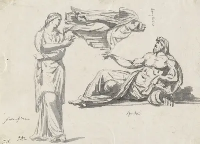 A River God And Two Classical Sculptures