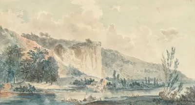 A River Landscape With Cliffs