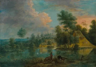 A River Landscape With Travellers 2