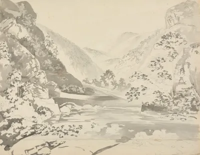 A River Scene With Mountains In The Background