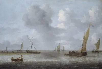 A River Scene With Shipping