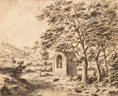 A Roadside Shrine And Cross