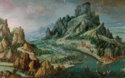A Rocky Landscape With Numerous Figures