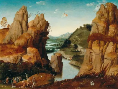 A Rocky Landscape With Scenes From The Life Of Saint John The Baptist