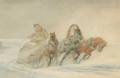 A Russian Troika In The Snow