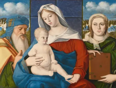 A Sacra Conversazione The Madonna And Child With Saint Simeon And A Female Saint