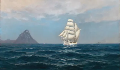 A Sailing Ship And A Steamboat By The Coast