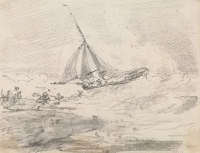 A Sailing Vessel In Rough Seas Hastings