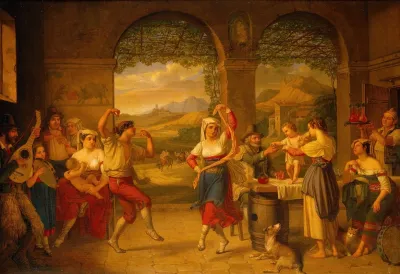 A Saltarello Being Danced In A Roman Osteria