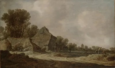 A Sandy Road With Thatched Cottages