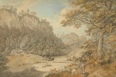 A Scene In Derbyshire Industrial Works Spanning A River
