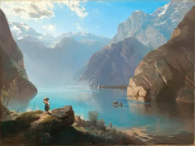 A Scene On Lake Konigssee With St Bartholoma