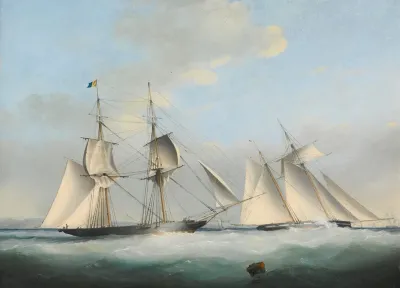 A Schooner Yacht Of The Royal Western Yacht Club Off Teignmouth