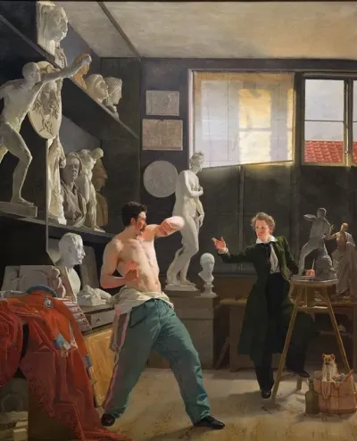 A Sculptor In His Studio Working From The Life