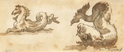 A Sea Horse And A Dolphin