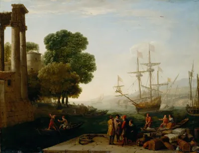 A Seaport At Sunset