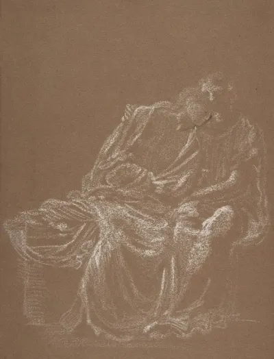 A Seated Couple Embracing