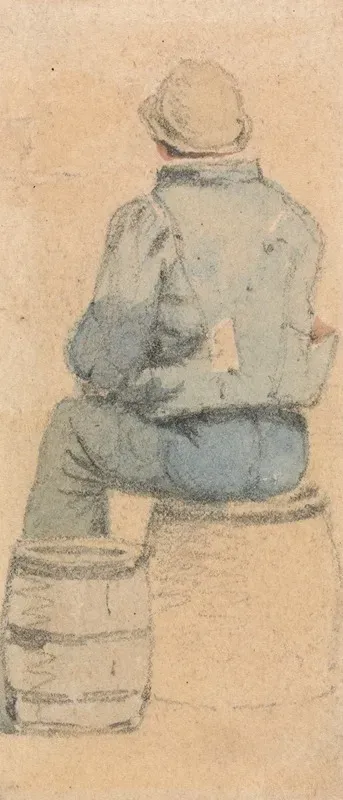 A Seated Peasant Boy Seen From Behind