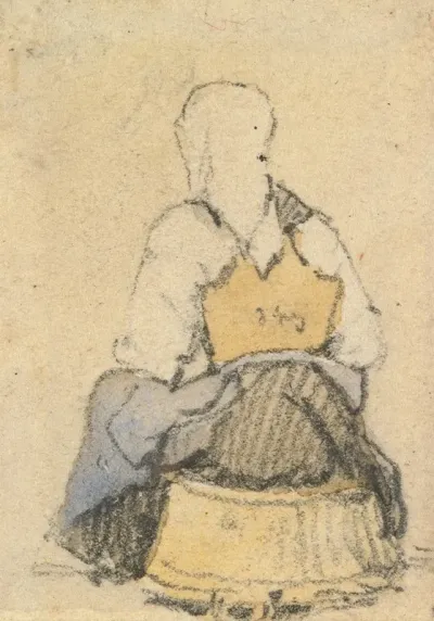 A Seated Peasant Woman Seen From Behind