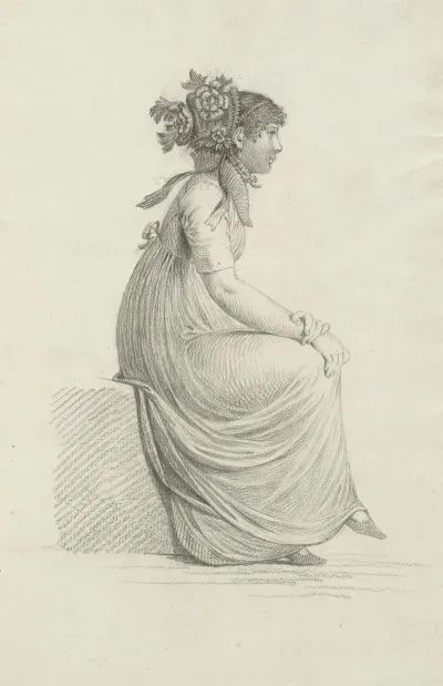 A Seated Young Woman Wearing A Fashionable Hat