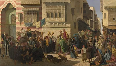 A Sheikh And His Son Entering Cairo On Their Return From A Pilgrimage To Mecca