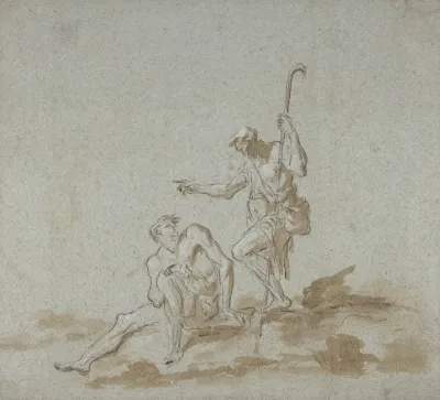 A Shepherd Addressing A Seated Male Nude