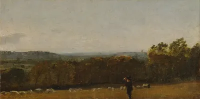 A Shepherd In A Landscape Looking Across Dedham Vale Towards Langham