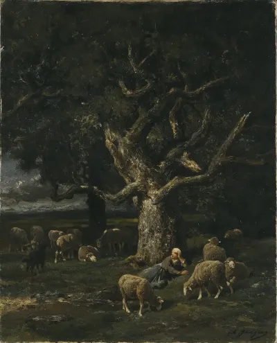 A Shepherdess And Her Sheep