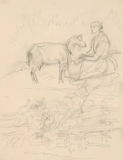 A Shepherdess With A Goat