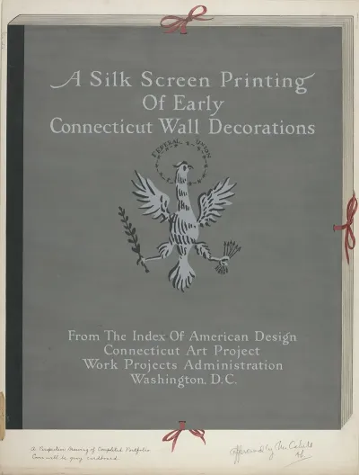 A Silk Screen Printing Of Early Connecticut Wall Decorations Portfolio Cover