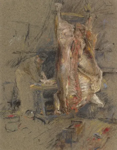 A Slaughtered Ox In A Butchers Shop