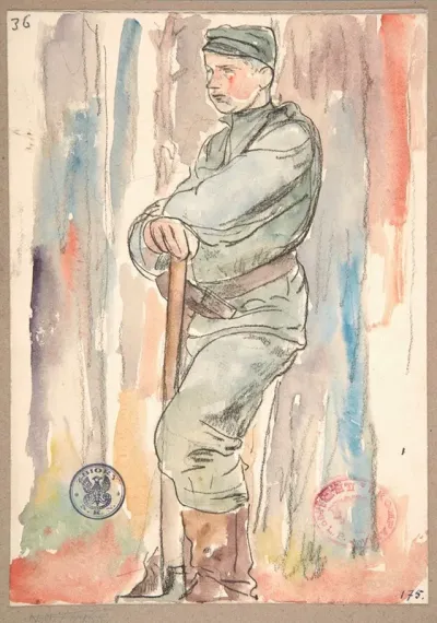 A Soldier Of The Polish Legions Digging Shooting Ditches