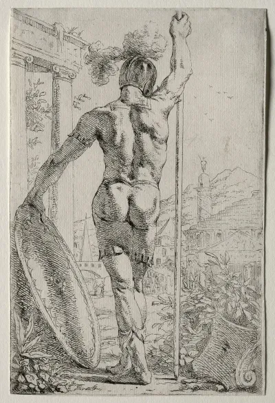 A Soldier Standing Seen From Behind