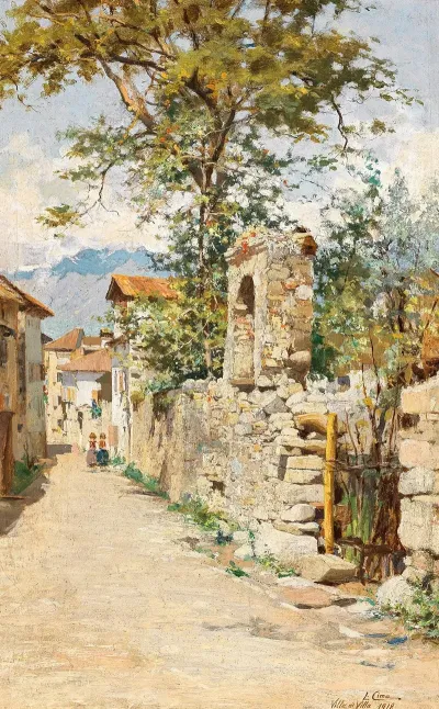 A Southern Street Scene With Two Children
