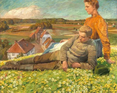 A Spring Landscape With A Young Couple