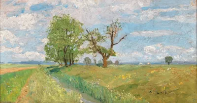 A Springtime Landscape With Creek