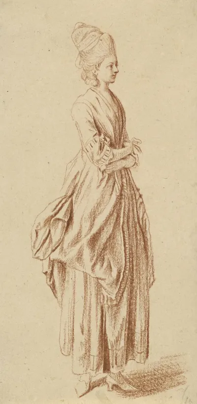 A Standing Lady In A Day Dress