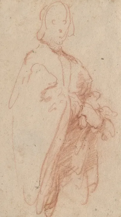 A Standing Man With Cloak And Gloves