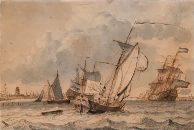A States Yacht And Other Shipping Off The Dutch Coast