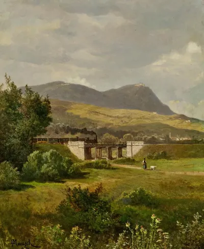 A Steam Train With Leopoldsberg And Kahlenberg In The Background