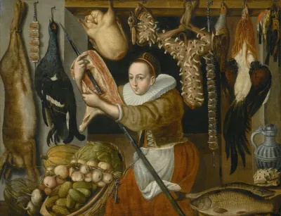 A Still Life Of A Larder With A Maid