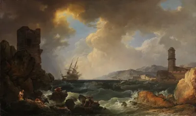 A Storm At The Entrance Of A Mediterranean Port