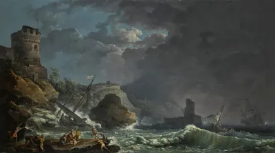 A Storm Off A Rocky Coast