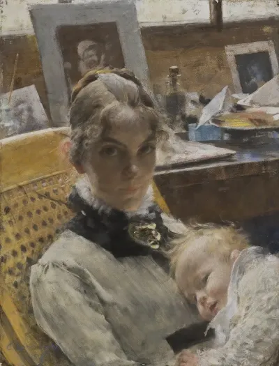 A Studio Idyll The Artists Wife And Their Daughter