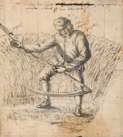A Study For The Pilkington Crest A Mower With A Scythe