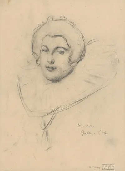 A Study Of A Womans Head According To A Miniature In The Pitti Gallery