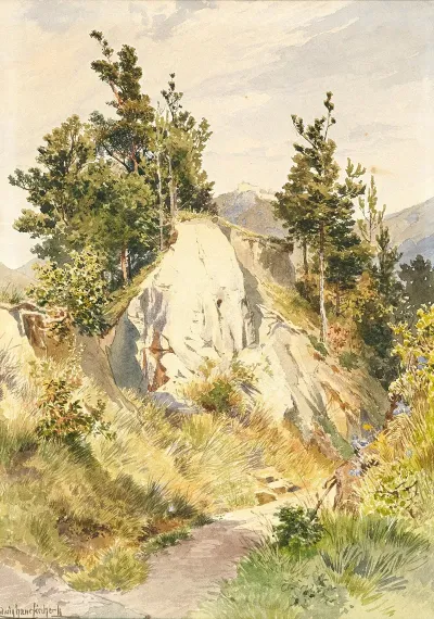 A Sunny Path And A Rock