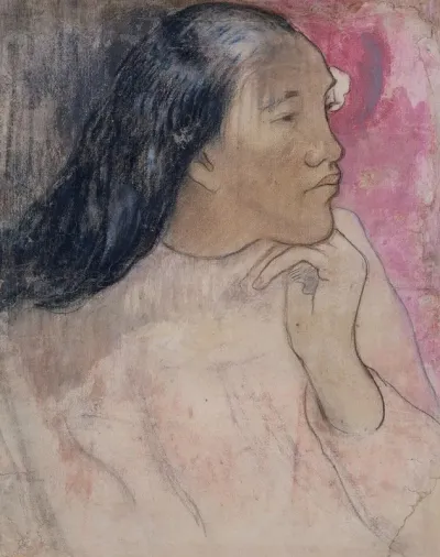 A Tahitian Woman With A Flower In Her Hair