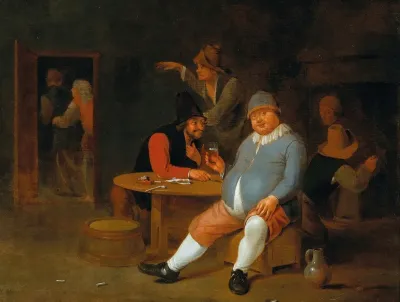 A Tavern Interior With Peasants