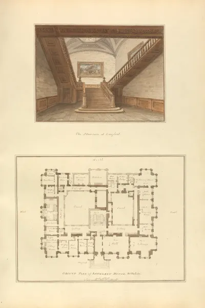 A The Staircase At Longleat B Ground Plan Of Longleat House Wiltshire